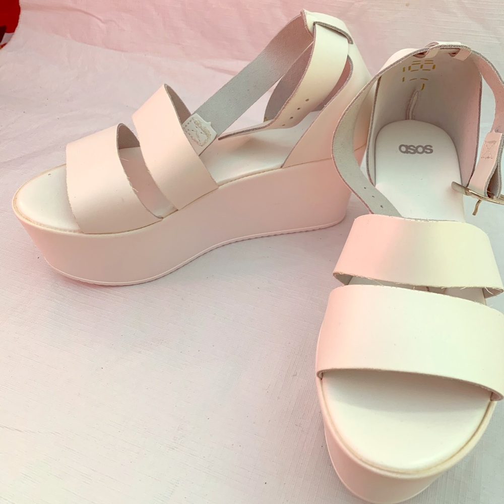 ASOS White Flatform Strappy Sandals